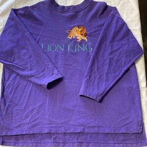 Vintage The Lion King Embroidered Purple Long-Sleeve Rare Drop-tail Large Top